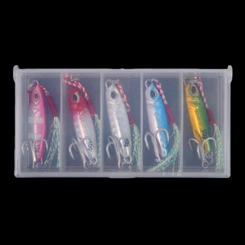 Ultra-Small Hard Bait Lead Fish Single Hook Set Five Boxes Metal Horse Mouth Three Hooks Blood Groove Sequins for Bass Trout
