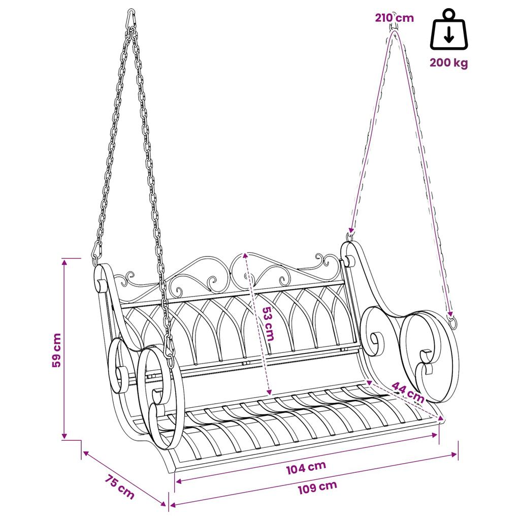 Swing Bench Steel 109 x 75 x 59 cm Antique White