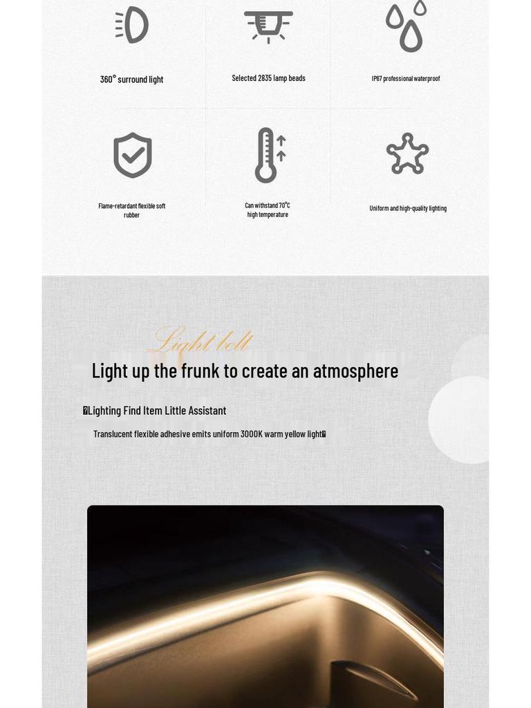 Seth LED Ambient Light Strip for Tesla Model 3/Y Front Trunk (White/Warm)