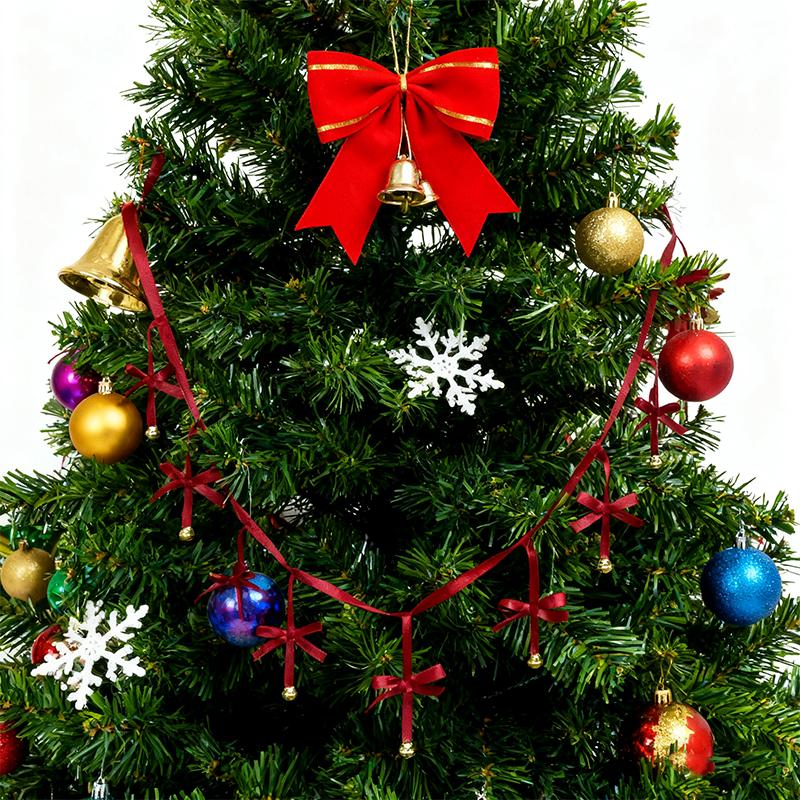 Christmas Home Decorations Handmade Bow Bells New Year Party Warm Atmosphere Decor Hanging Pendants Bows Diy Xmas Tree Ornaments