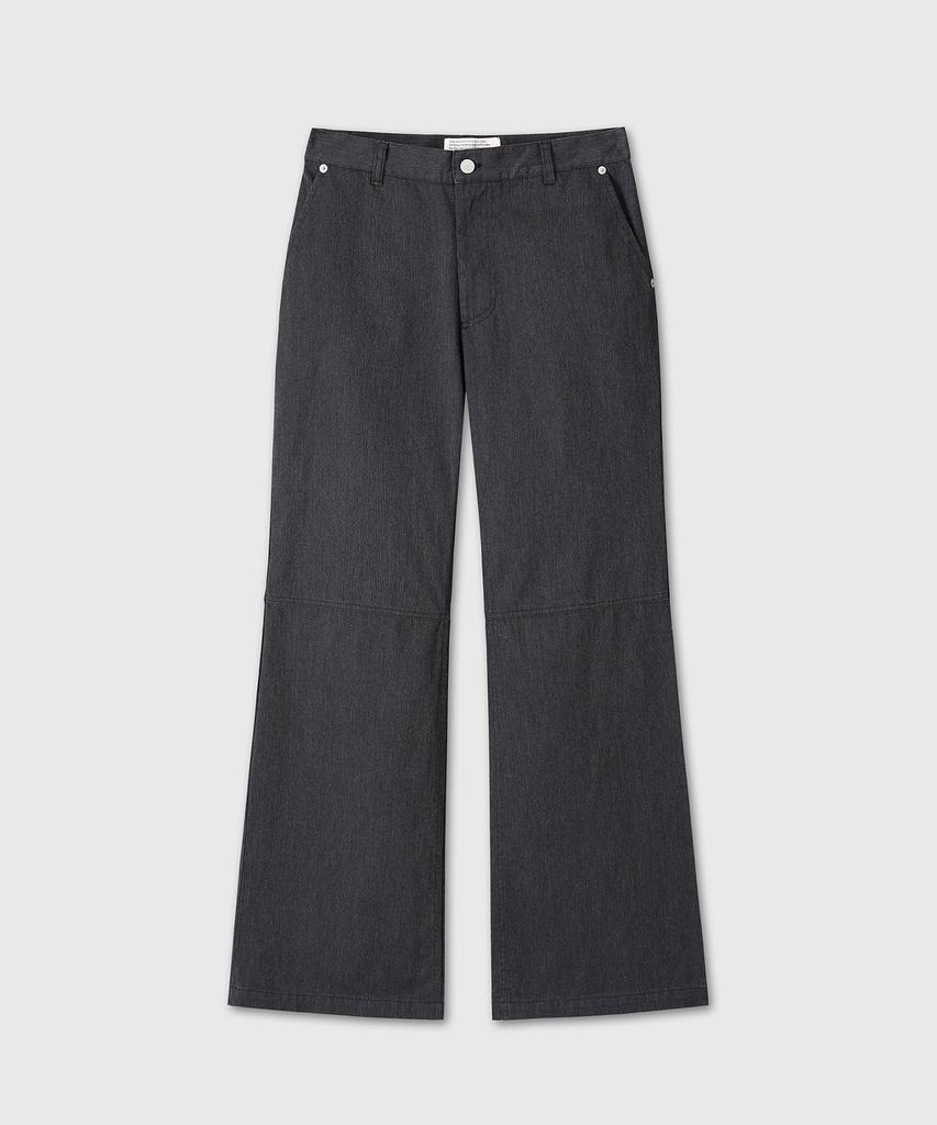 Daibeuinumeon Cotton Stripe Semi Flare Pants (Black)