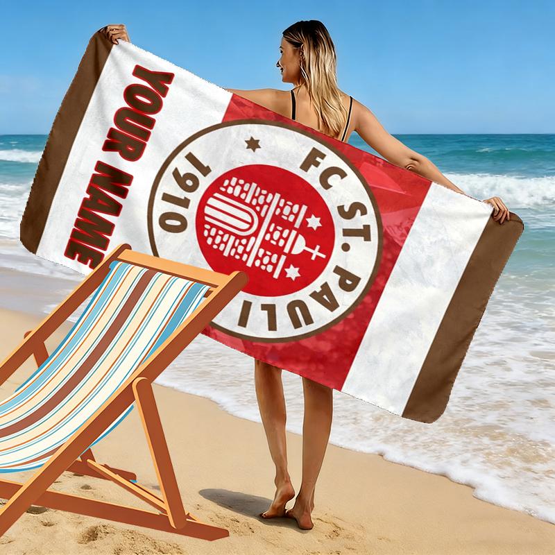 Custom Name St Pauli Print Beach Towel, Large Soft Quick Dry Towel for Beach Camping Swimming