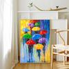 Abstract colourful umbrella landscape in the rain canvas painting oil wall of art for the modern living room home decor cuadros