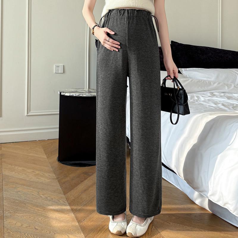 2026 Spring Collection: Soft, Bouncy, High-Waisted Adjustable Drawstring Wide-Leg Postpartum Trousers Large