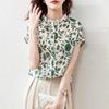 Bluse Top da Donna Estivo Stile Camicie Top da Donna Casual Manica Corta Collo Alto Stampa Floreale Blusas Top