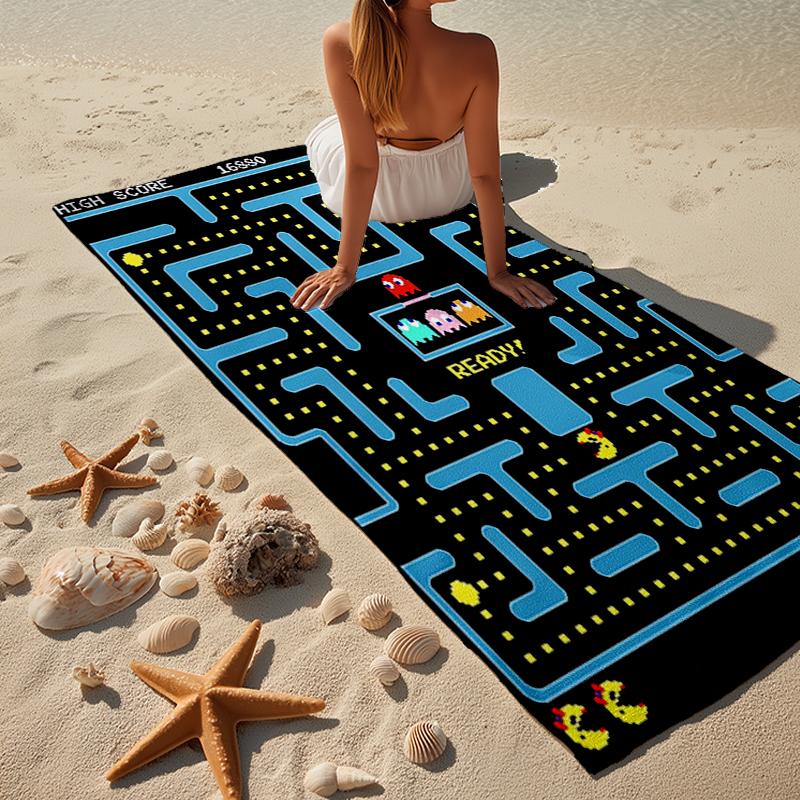 Pac game Adventure Beach Towel, Super Soft Microfiber, Gift for Her/Him, Birthday, for Pool, Beach, Travel, Home Decor Fan gifts