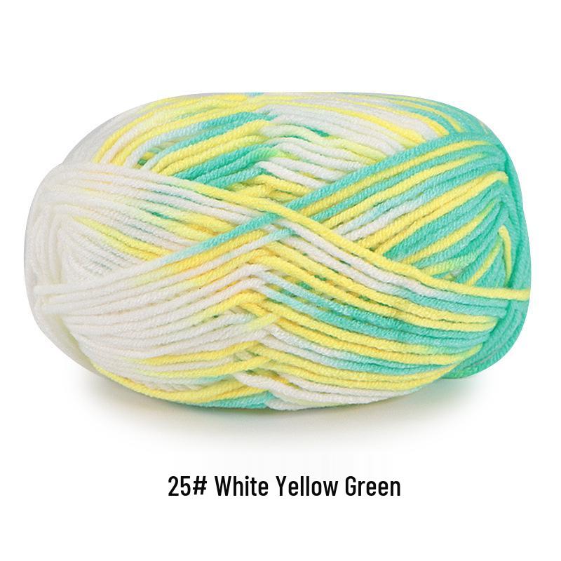 Aou Ou 5-Strand Variegated Milk Cotton Yarn Ball, Floral Medium-Thick, for Baby Scarves and Slippers.