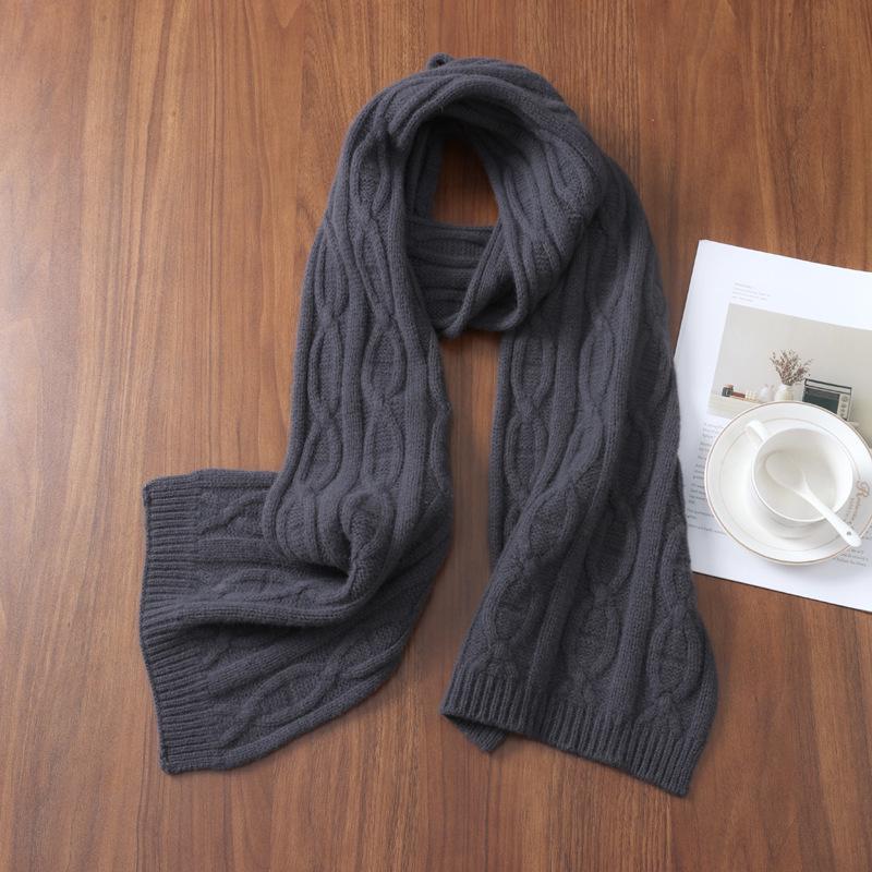 Autumn & Winter Pure Wool Scarf - Versatile Couple Style with Subtle Pig Nose Texture Cashmere Neck Warmer Shawl.