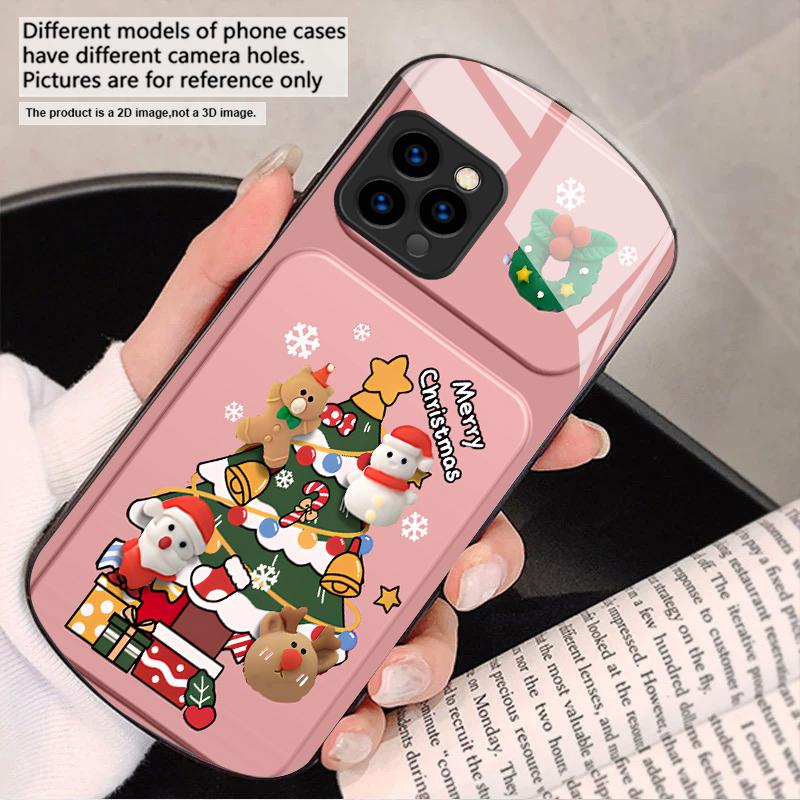 

Мультяшна різдвяна ялинка Для iPhone 17 16 15 14 13 Plus 12 mini 11 Pro Max XR Xs Max X 7 8 6S 22 20 Еліптичний скляний чохол для телефону iPhone 15 Pro Max