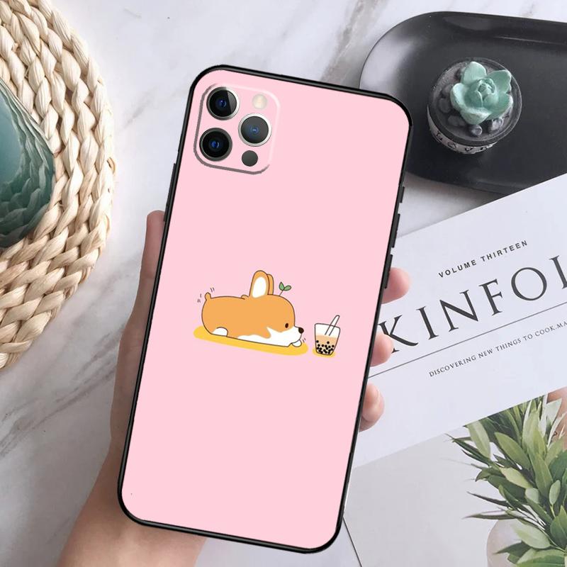 

Cartoon Corgi Dog Shiba Inu Phone Case For iPhone 16 Pro 11 12 13 14 15 Pro Max Mini XS X XR 7 8 16 Plus Cover Coque iPhone 15 Pro