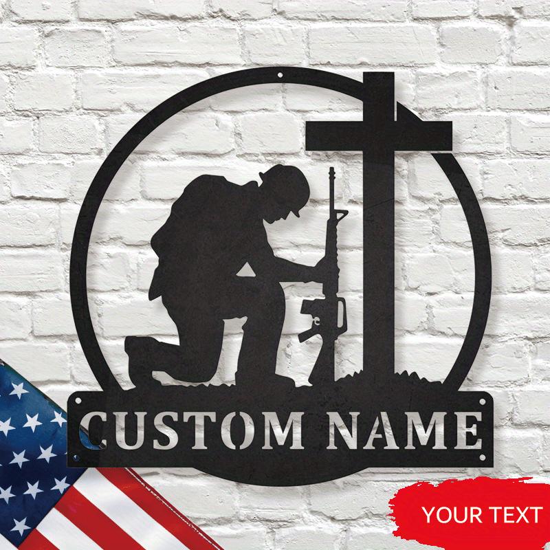 

Praying Soldier Metal Wall Art Custom Name Home Decor Easy Hang
