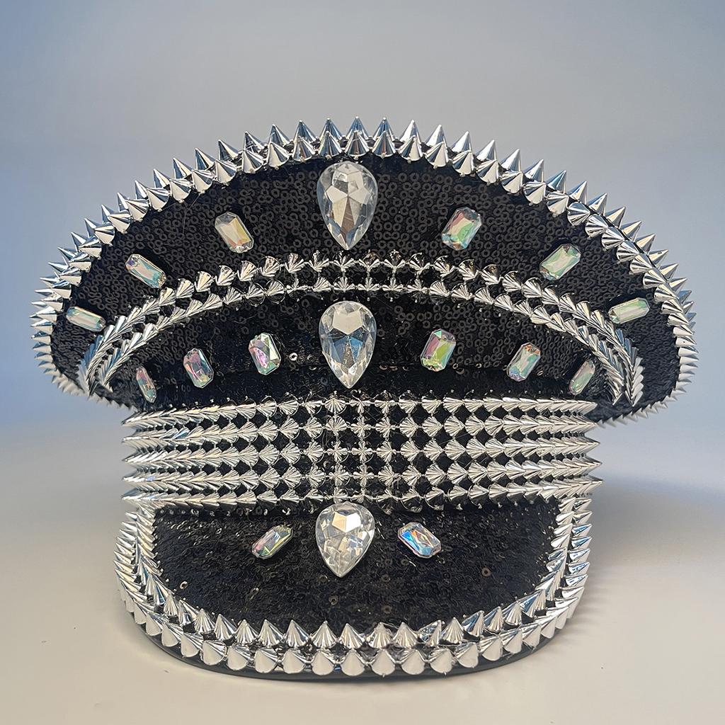 Tříbarevný steampunkový vojenský klobouk s hroty kapitánský klobouk pro ženy muže seržantský klobouk klobouk na rozlučku se svobodou festivalový narozeninový párty klobouk