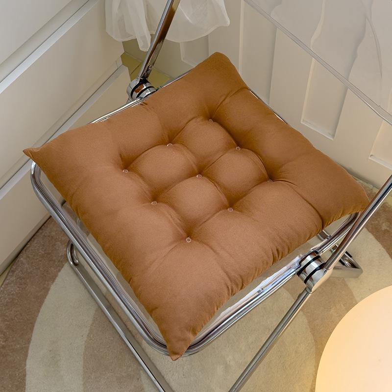 Льняная подушка с жемчугом хлопком квадратный табурет подушка на спинку домашний офис компьютерный стул защитный коврик подушка для сиденья коврик для ягодиц стула 40x40cm коричневый 1890₽