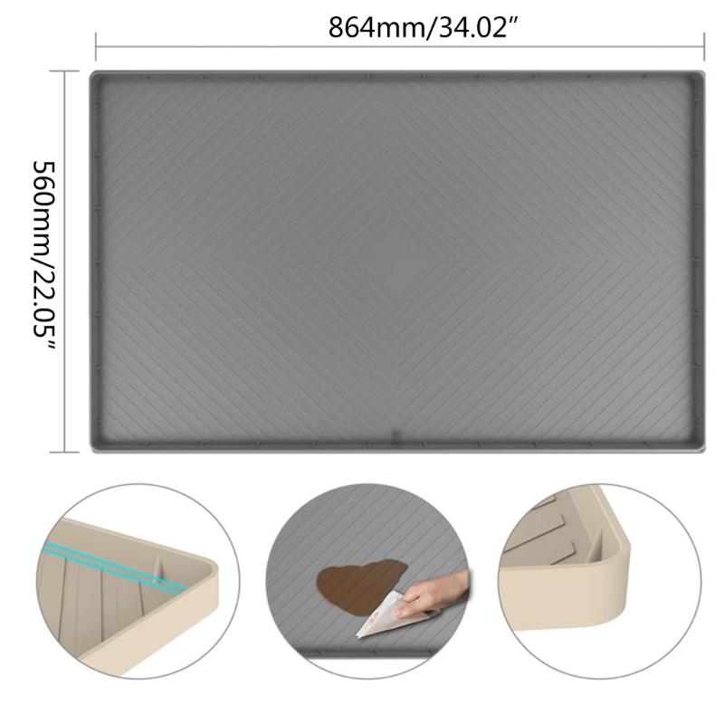 Under Sink Mat ,Silicone Under Sink Liner Pad with Drain Hole Designs Water-proof Sink Pad for Kitchen and Bathroom