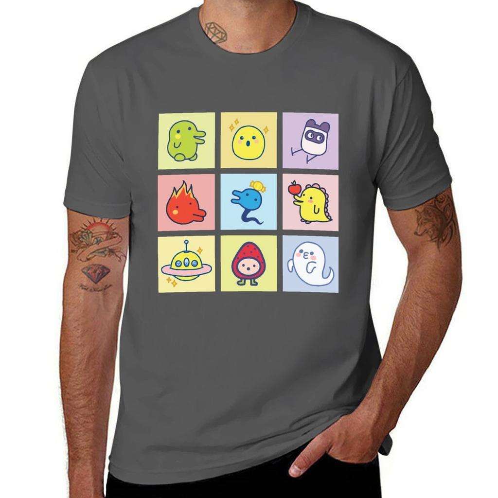 Tamagotchi Character Collage TShirt Basic Plain Short Sleeve Crew Neck Tee