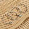 4 pcs Stackable Silvery Bracelet Set, Multi - chainCombination with Heart Pendant & Toggle Clasp, Gift forFriends, Anniversary .