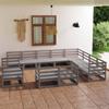 Vidaxl 12-Cz. Garden Lounge Furniture Set, Grey, Pine