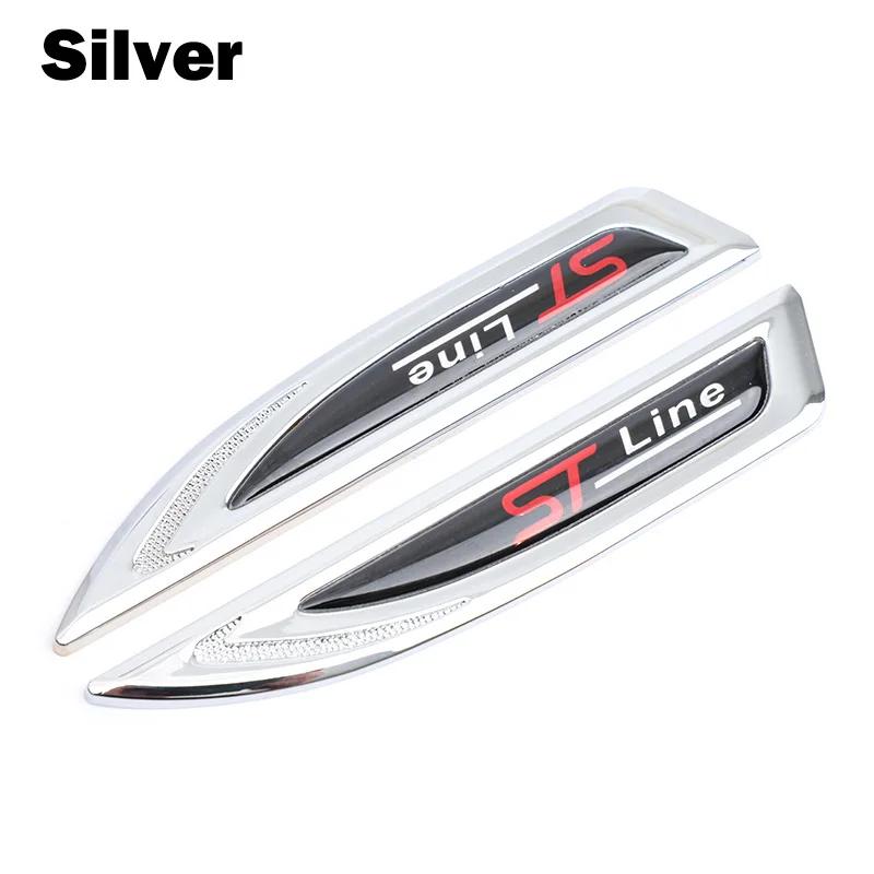 Chrtfk1 1 Pair Metal ST Line Logo Fender Side Sticker Emblem For Ford Focus 2 Focus 3 FIESTA Kuga FUSION ESCAPE EDGE Badge Car Styling