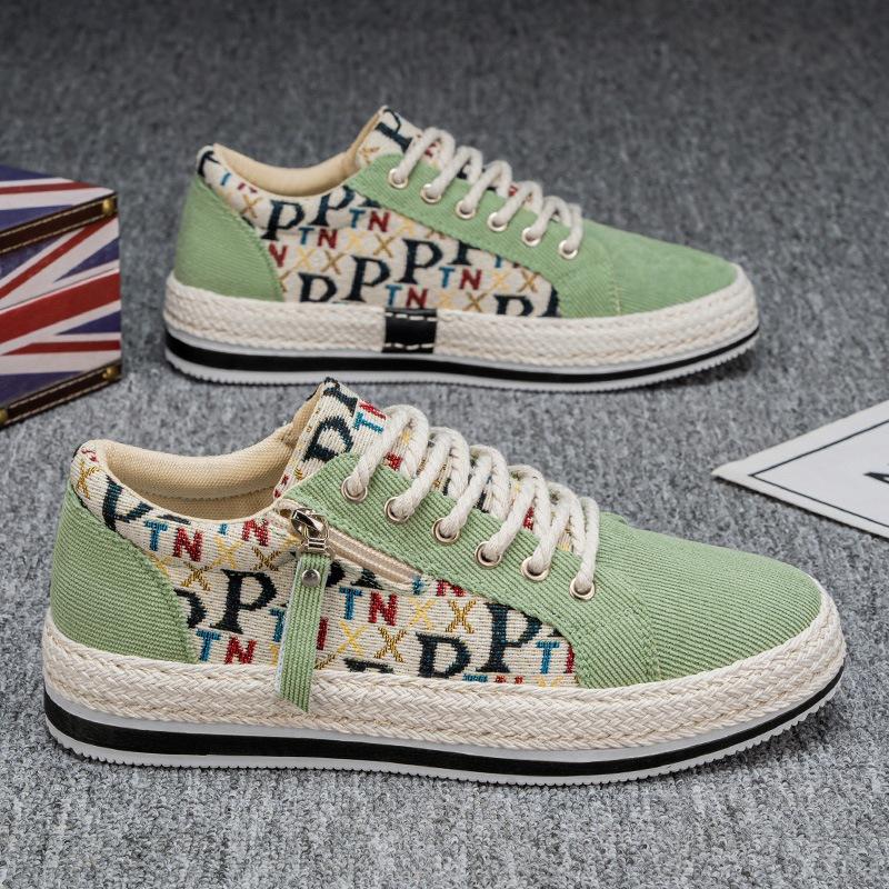 

Men s shoes spring and summer trendy board shoes men s cloth shoes student teenagers straw corduroy fisherman shoes 2025 new 44