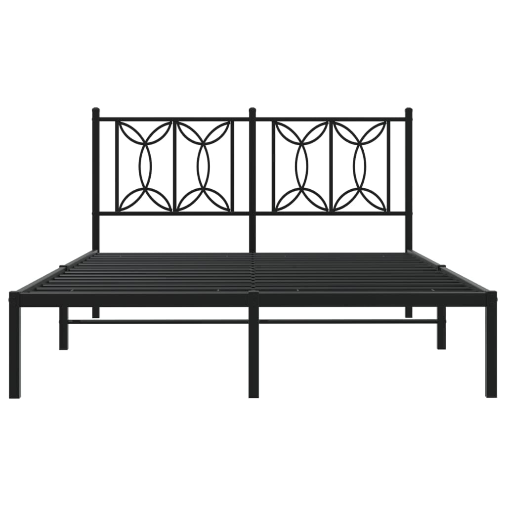 Metal Bed Frame with Headboard Black 135 X 190 Cm