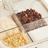 4 Grid Clear Seasoning Box Kitchen Spice Pot Condiments Storage Container with Cover and Spoon