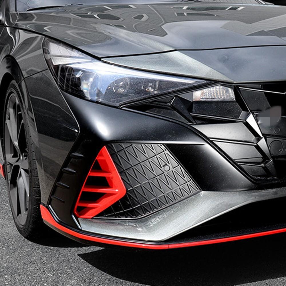 Left+Right Front Fog Light Lamp Cover Trims, Red For Hyundai Elantra N 2022 2023