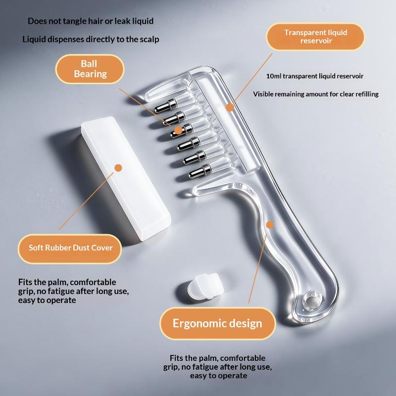 Unisex Transparent Essential Oil Massage Comb Reservoir Rolling Teeth Ergonomic Design for Comfortable Scalp Massage