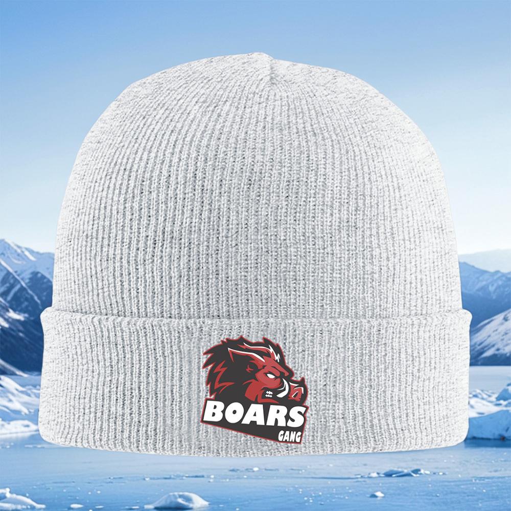 Boars Head Aggressive Gang Badge Men Women Unisex Knitted Hat Beanie Pullover Cap Winter Thermal Warm Christmas Outdoor Cycling