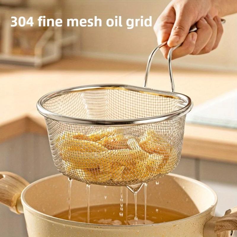 Multi Function 304 Stainless Steel Deep Fry Basket Kitchen Strainer Filter Pan for Hot Pot Lo Mein Cooking Household Essential