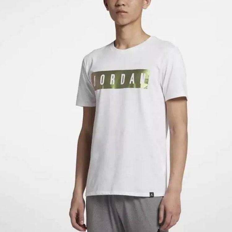 Jordan Letter Logo Print Crew Neck Casual Short Sleeve T-Shirt Men Tops White 916147-100