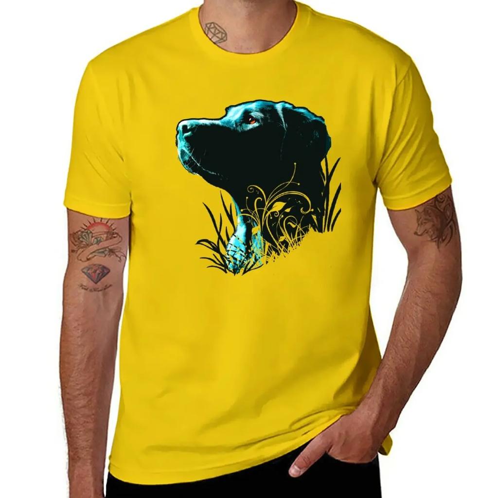 Black Labrador T-Shirt blanks summer top Aesthetic clothing mens graphic t-shirts anime
