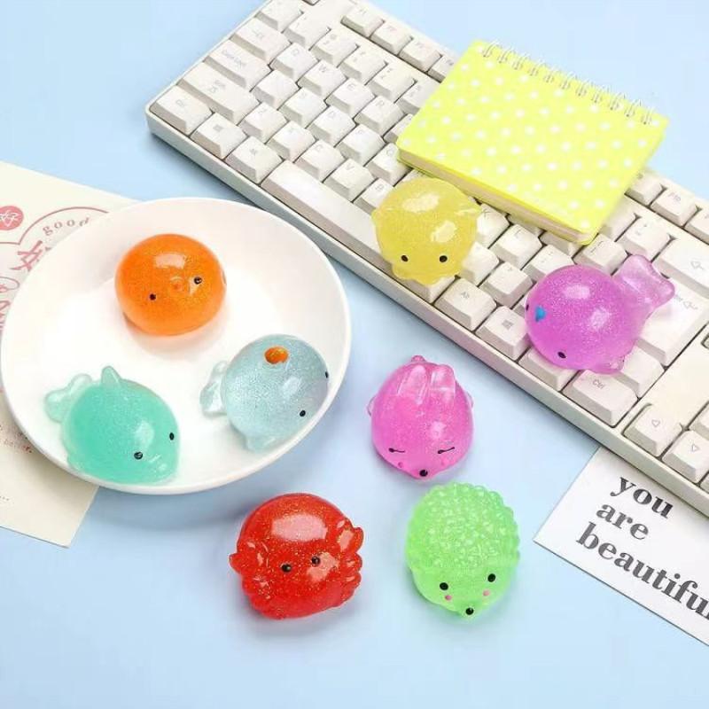 Big Spongy Glitter Mochi Squishy Fidget Sensory Toys Kawaii Animal Stress Ball Powder Fun Soft Antistress Squeeze Children Toys