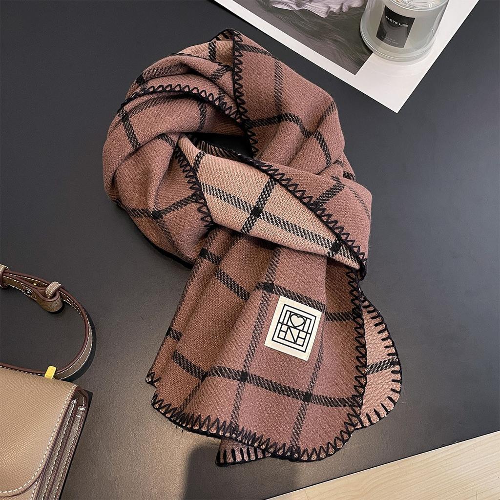 Korean Plaid Scarf Women Winter Classic Warm Imitation Cashmere Scarves Thick Bandana Fashion Luxury Shawl Wrap Bib Neckerchief