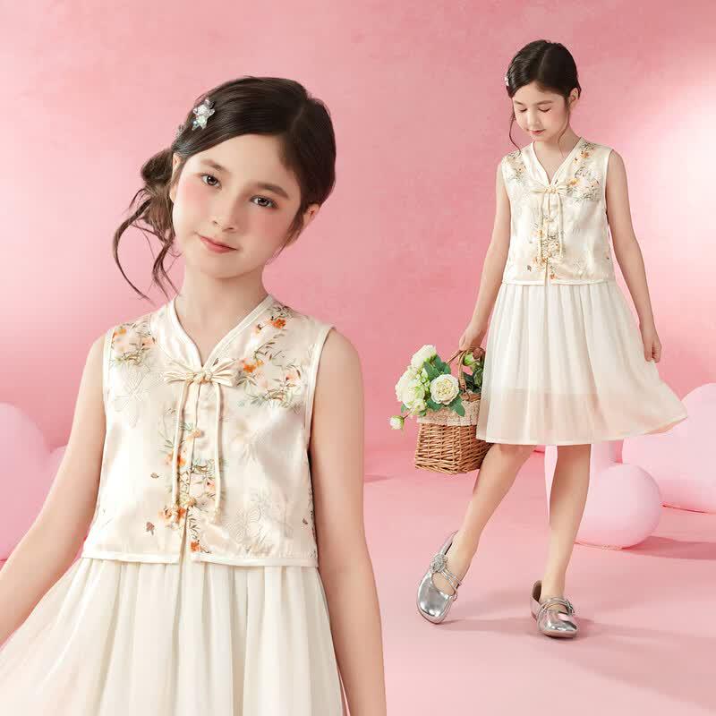 Xiaohu Pati Girls  Floral Sleeveless Dress 120