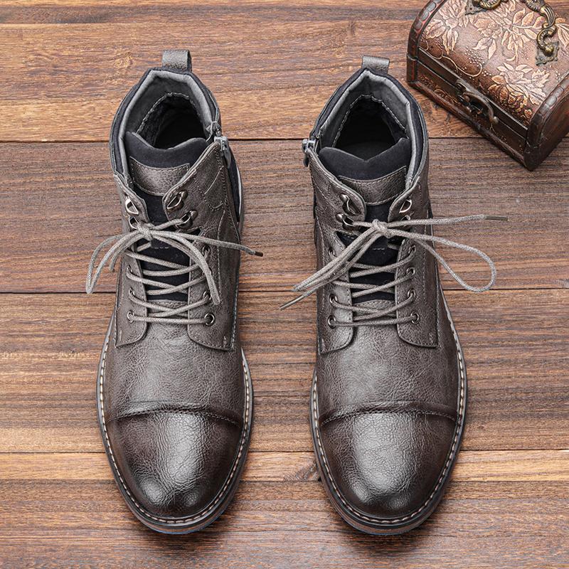 Fashion Men's Leather Boots Men Comfortable Fashion Classic Brand Boots Leather Large High-top Shoes Size 7-13 39-48