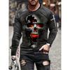 Modisches Herren Rundhals Langarm 3D Lässiges Farbprint Lässiges Langarm Rundhals T-Shirt