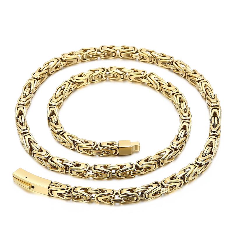 Cadena de eslabones de siete colores de 6 mm estilo vintage para hombre, collar pulido de acero inoxidable, HipHop Bizantino, amuleto colorido para hombre, joyería de Biker