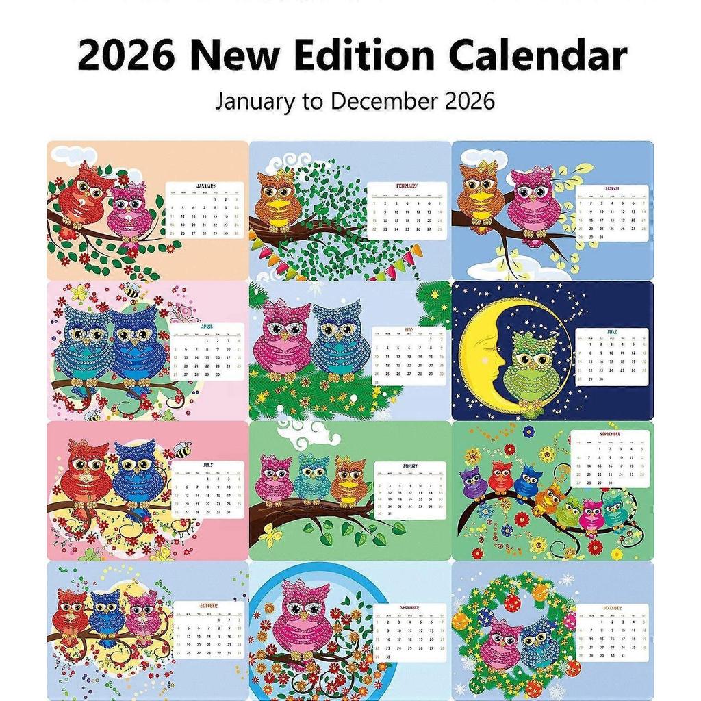 DIY Diamond Art Painting 2026 Desk Calendar Ornament, Monthly Planner