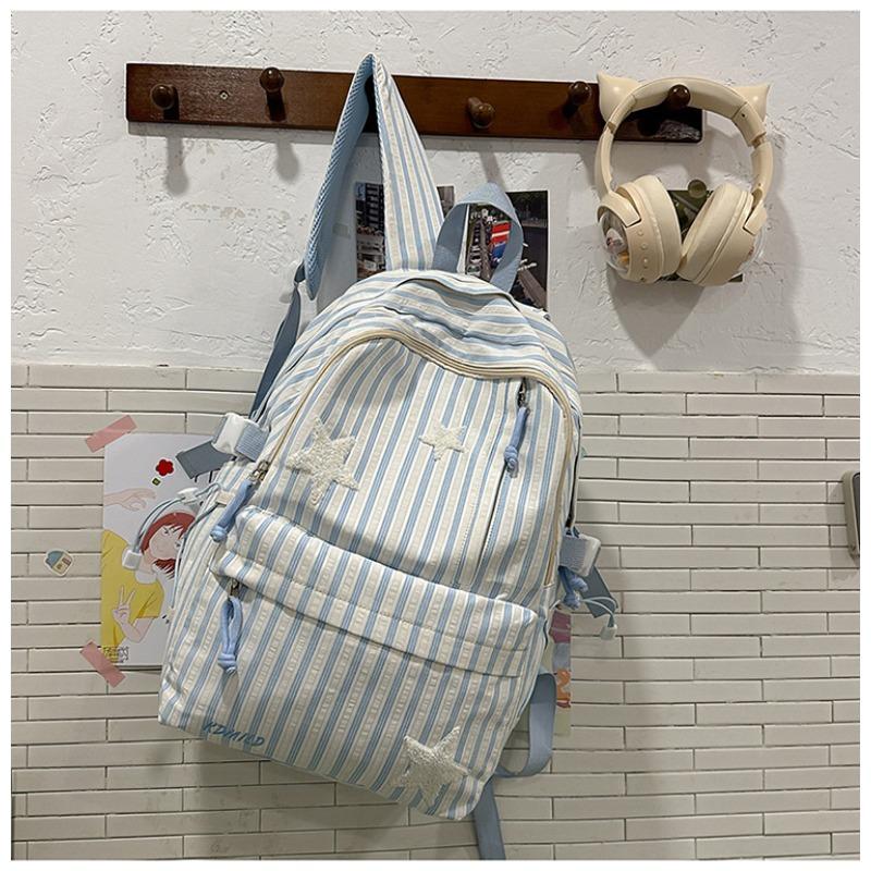 Striped backpack, large-capacity high school backpack, new lightweight schoolbag for junior high school students in the school season