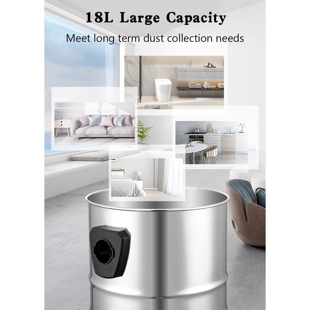 5 Gallon Steel Stainless Wet and Dry Canister Vac Shop Mall Industrial Vacuum Cleaner 1800W Floor Clearning Robot for Hotels Res