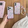 Cute Kawaii Purple Glitter Floral Phone Case For iPhone 17 16 15 14 Pro Max Pastel Flower Print Protective Cover for Girls