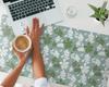 Decorative Desk Mat with Graphic Floral Leaf Pattern 100x50 cm
