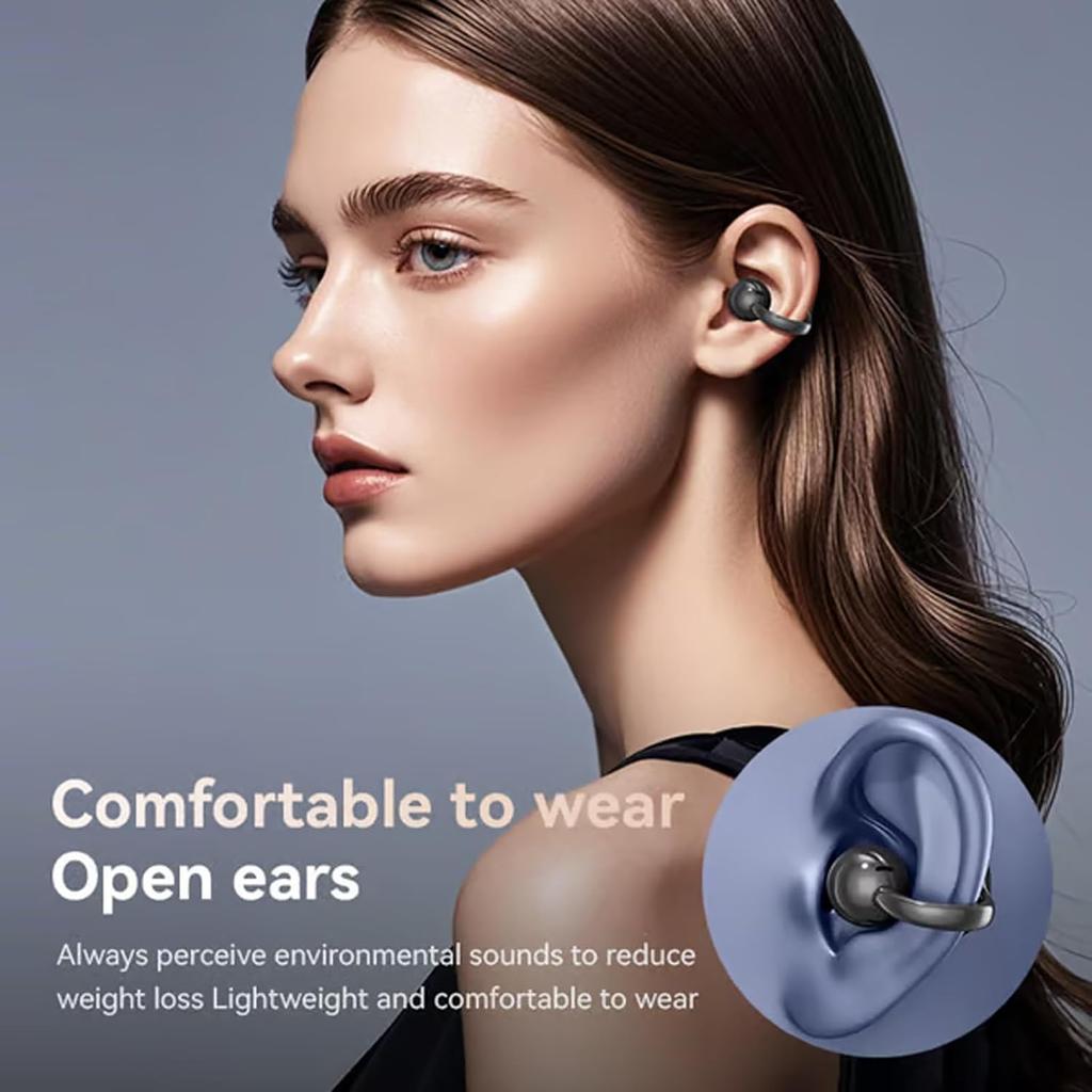 Clip On Ear Headphones Open Ear Earphones Wireless Earbuds Bluetooth 5.4 Sports Ear buds LED Touch Screen Waterproof Headsets for for Android iOS