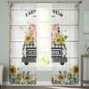 Farm Fresh Sunflower Pig Wood Plank Texture Sheer Curtains for Living Room Modern Bedroom Voile Tulle Curtain Window Drapes