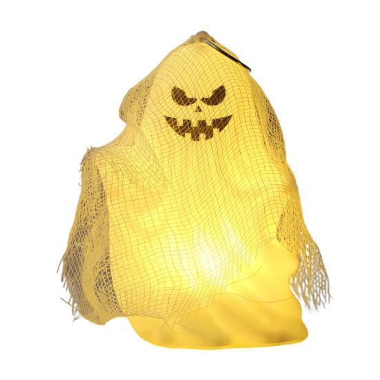 Svítící ozdoba duch Halloween duch světlo závěsná dekorace duch s gázou na krbovou římsu stůl zeď hororově tematické party potřeby