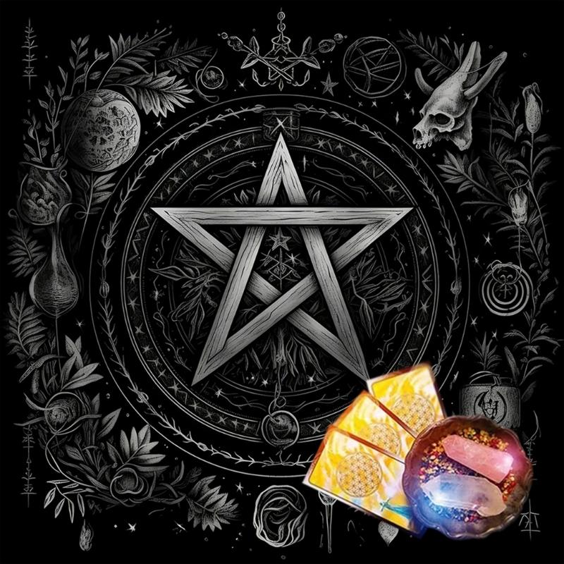 Square Divinations Tapestry Moon Flower Star Astrology Tablecloth Tarots Tablecloth Table Cloth Witchcrafts Supplies