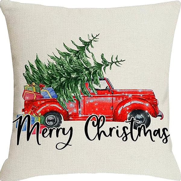 Christmas Cartoon Pillowcase Set Set of Four Home Living Room Decoration Pillowcase Backrest Pad Car Waist