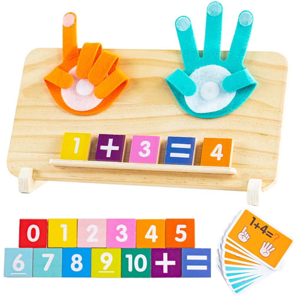 Toys Educational Montessori for Toddlers Double-Sided Preschool Learning Math Manipulatives Number Finger Counting Block for Kid
