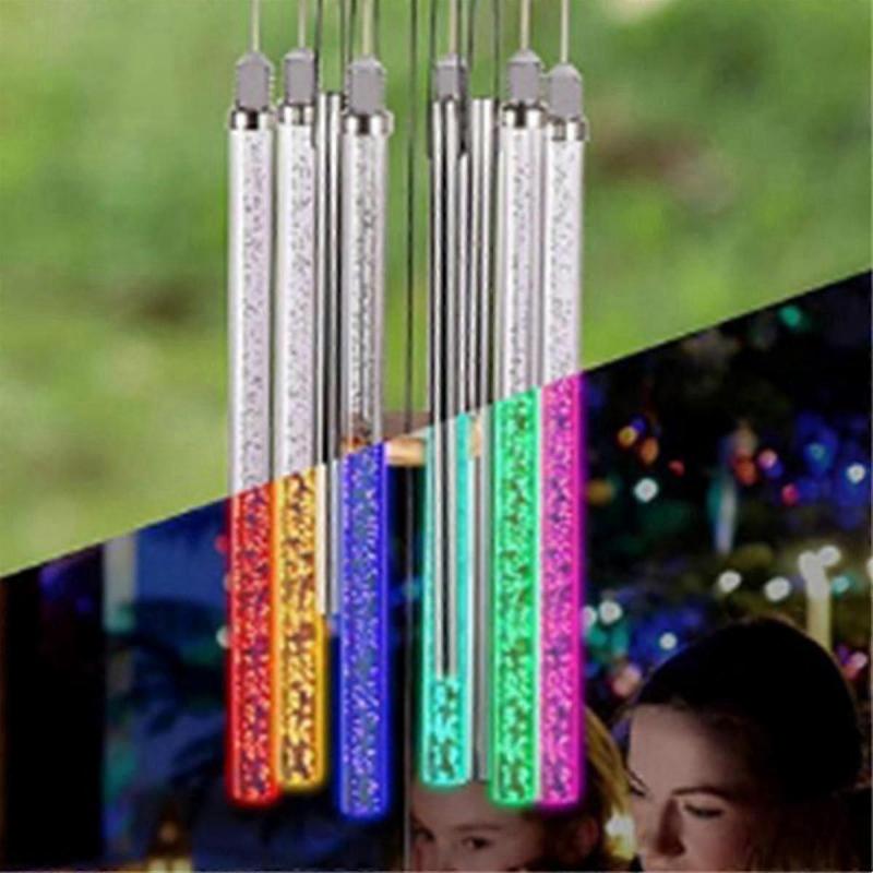 Solar Led Wind Chime Light Various Colors Light Outdoor Waterproof Hanging Tube Pendant Lamp--As Shown