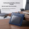 Leather Work ID Badge Holder with Foldable Magnetic Closure